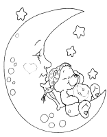 A coloring page of care bears